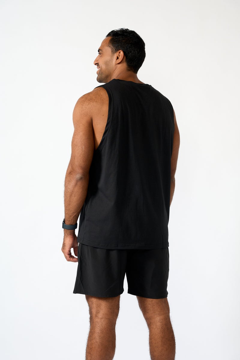Beyond Men's Black Cotton Sleeveless Top - Image 3